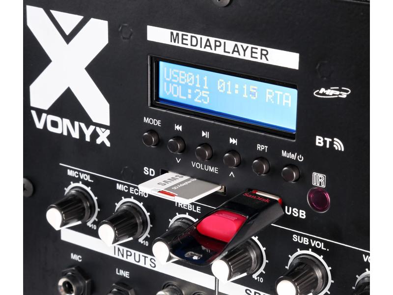 Vonyx PA-System VX880BT Mobiles Soundsystem mit Bluetooth und verkabeltem Mikrofon