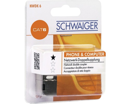 Netwerk dubbele koppeling CAT 6 RJ45-aansluiting/RJ45-aansluiting Schwaiger NWDK6531