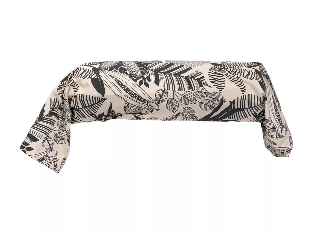 Taie de traversin 240x43 cm percale de coton ALBA beige/noir