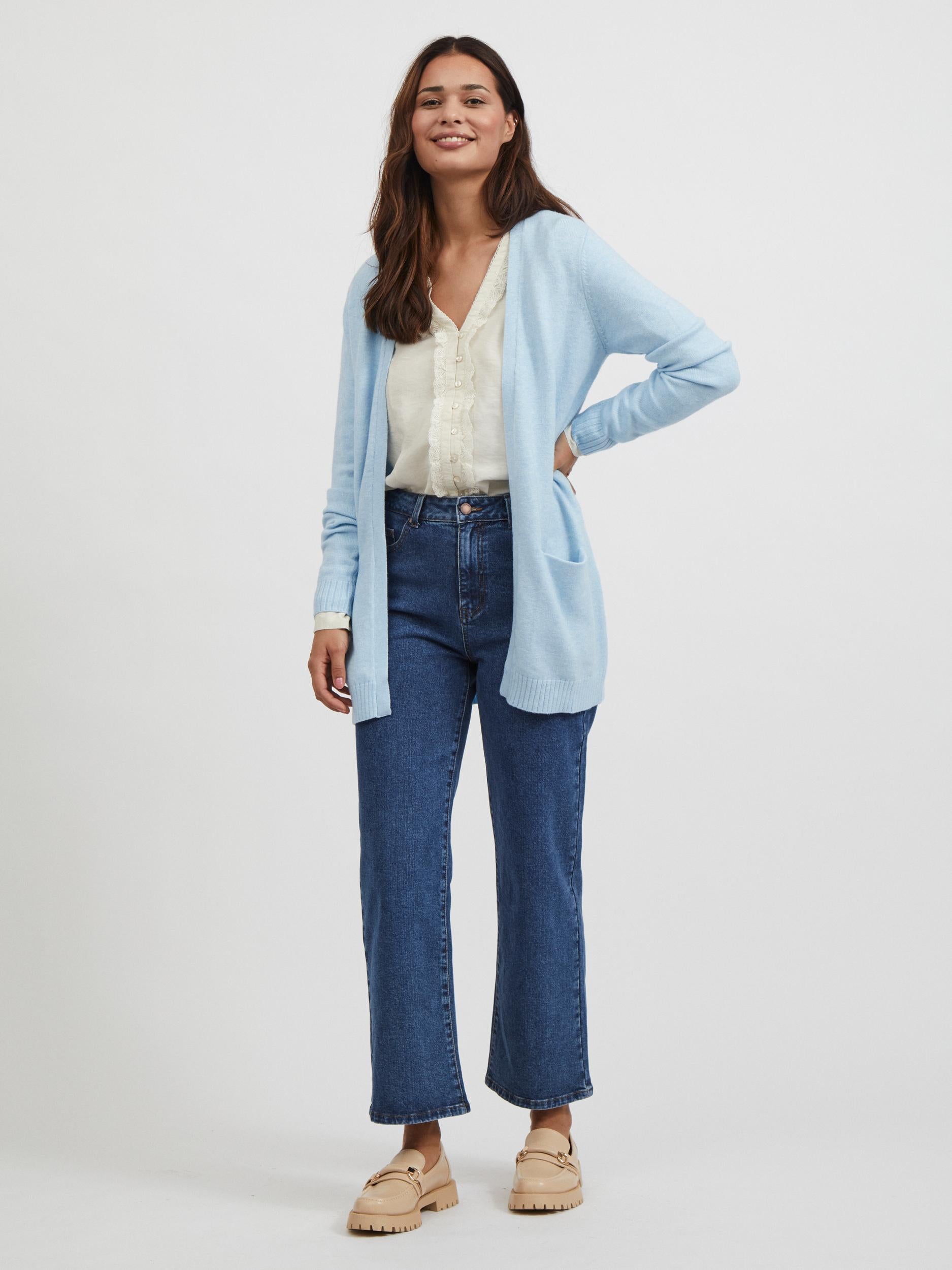 Vila  Viril Open Knit, cardigan - Kentucky Blue