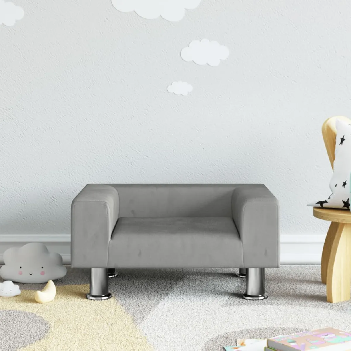 vidaXL Canapé pour enfants gris clair - 50x40x26,5 cm