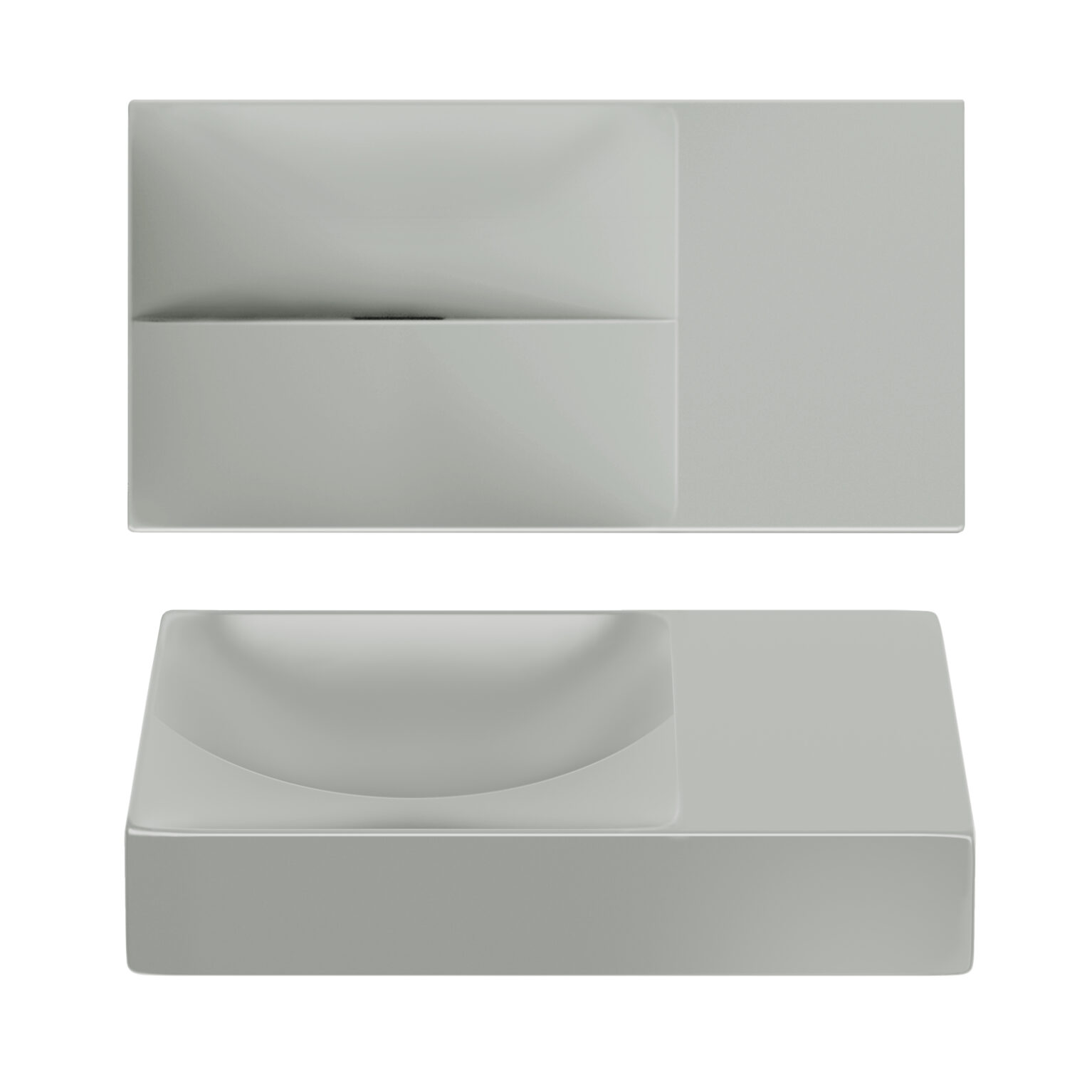 Clou Vale keramische fontein 38cm zonder kraangat rechts grijs mat