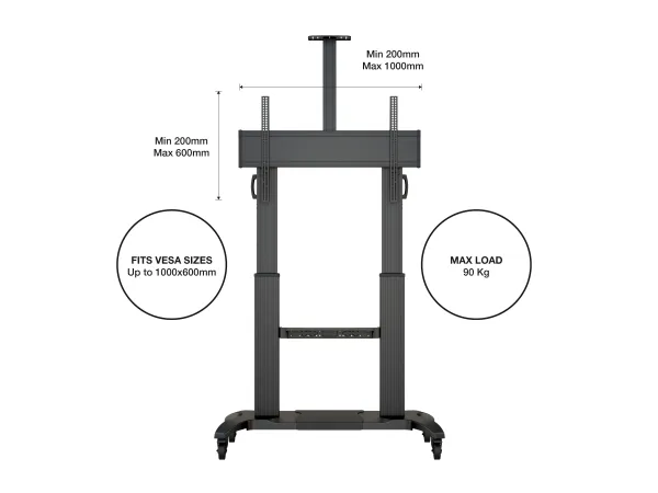 Multibrackets M Public Dual Pillar 180 HD - Vogn med hjul - for fladt panel - aluminium - sort - skærmstørrelse: 60