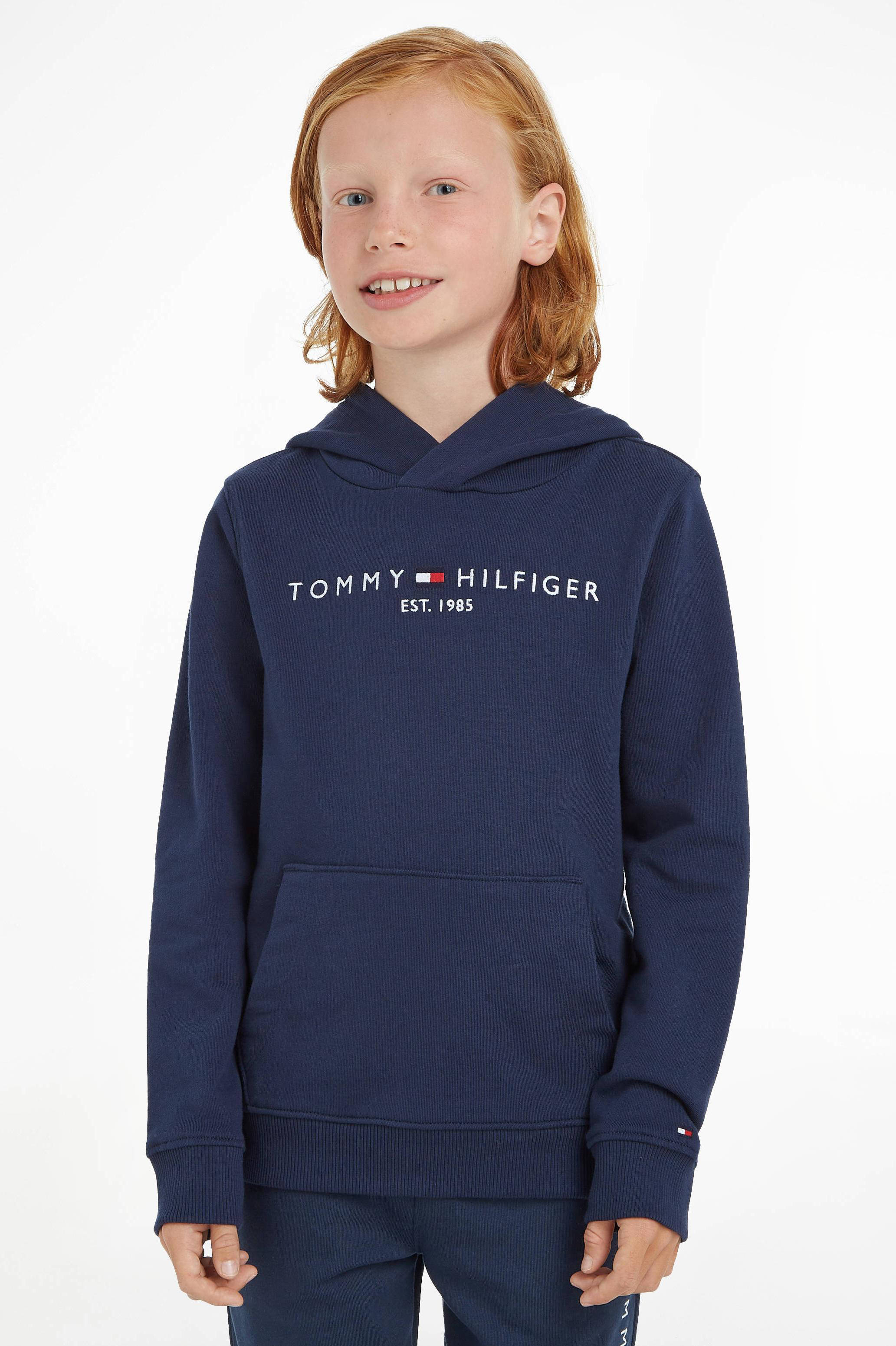 Tommy Hilfiger unisex hoodie met logo donkerblauw