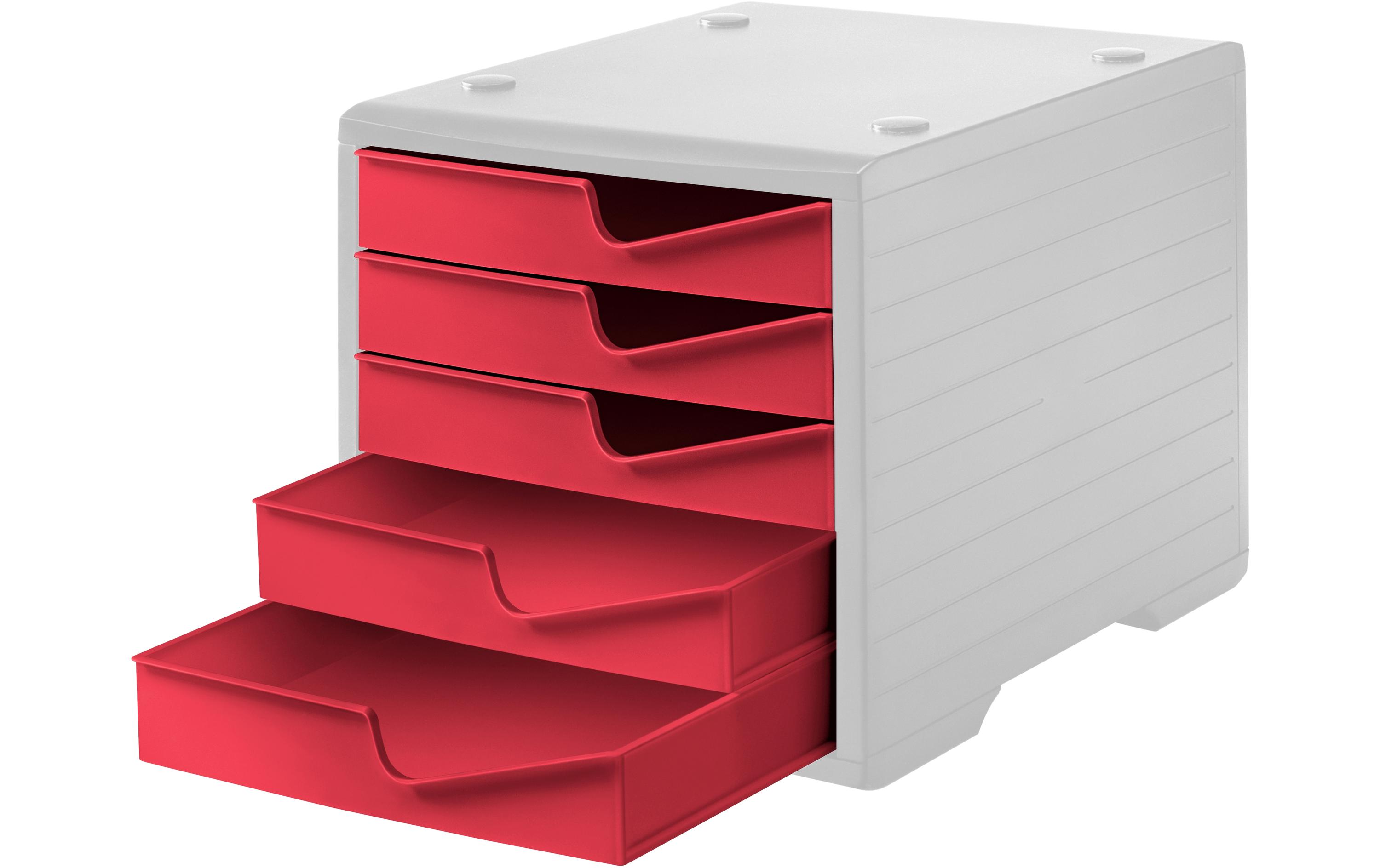 Schubladenbox Styroswingbox Lichtgrau/CranberrySchubladenbox mit 5 Schubladen