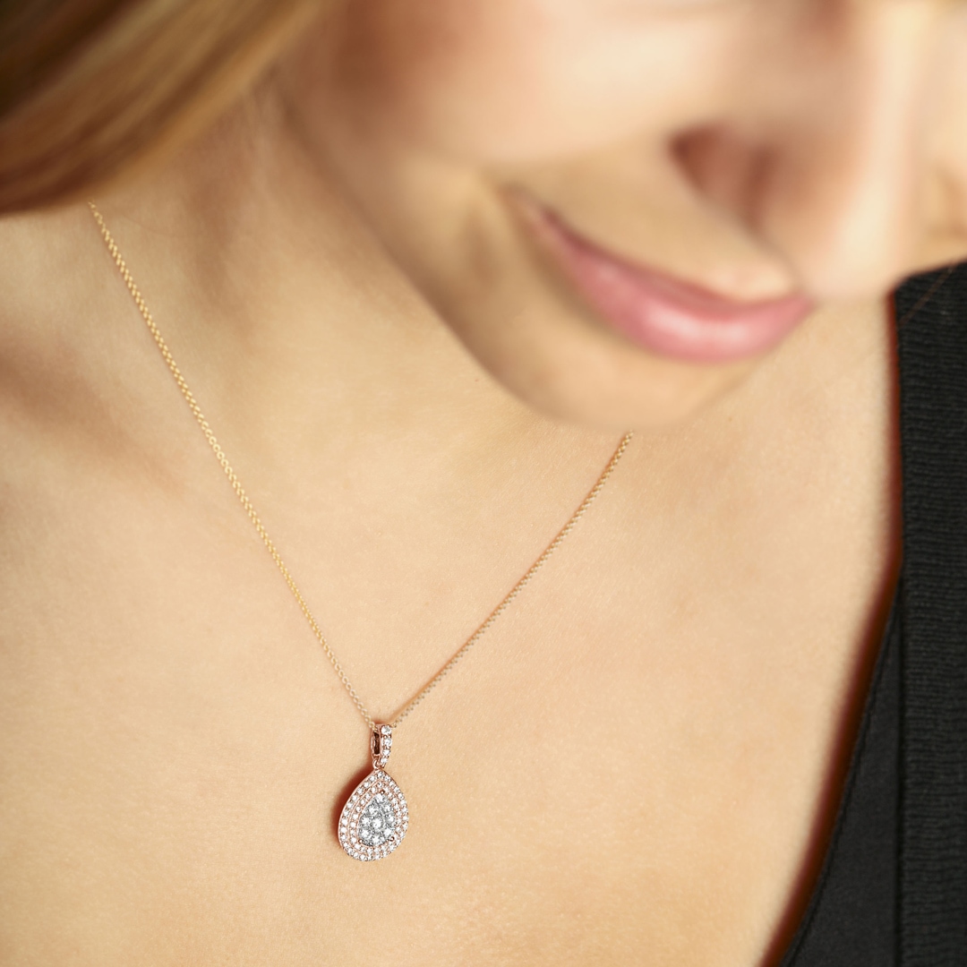 1.01 Karat Diamantanhänger 750/18 K Roségold