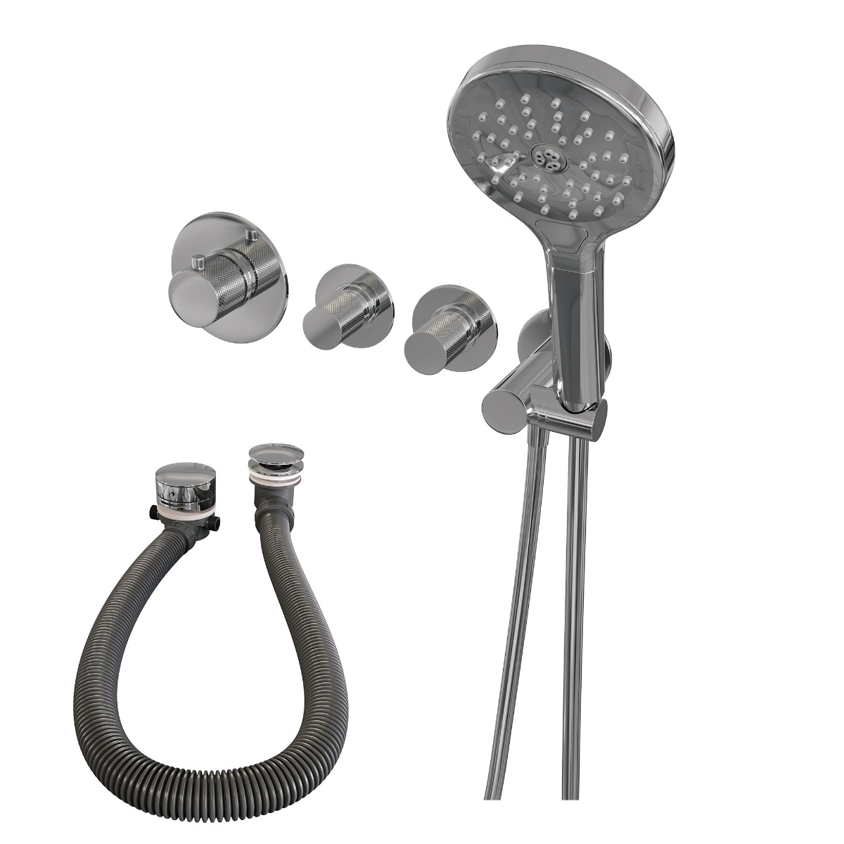 Brauer Chrome Carving inbouw badkraan met badvulcombinatie en 3 standen handdouche chroom