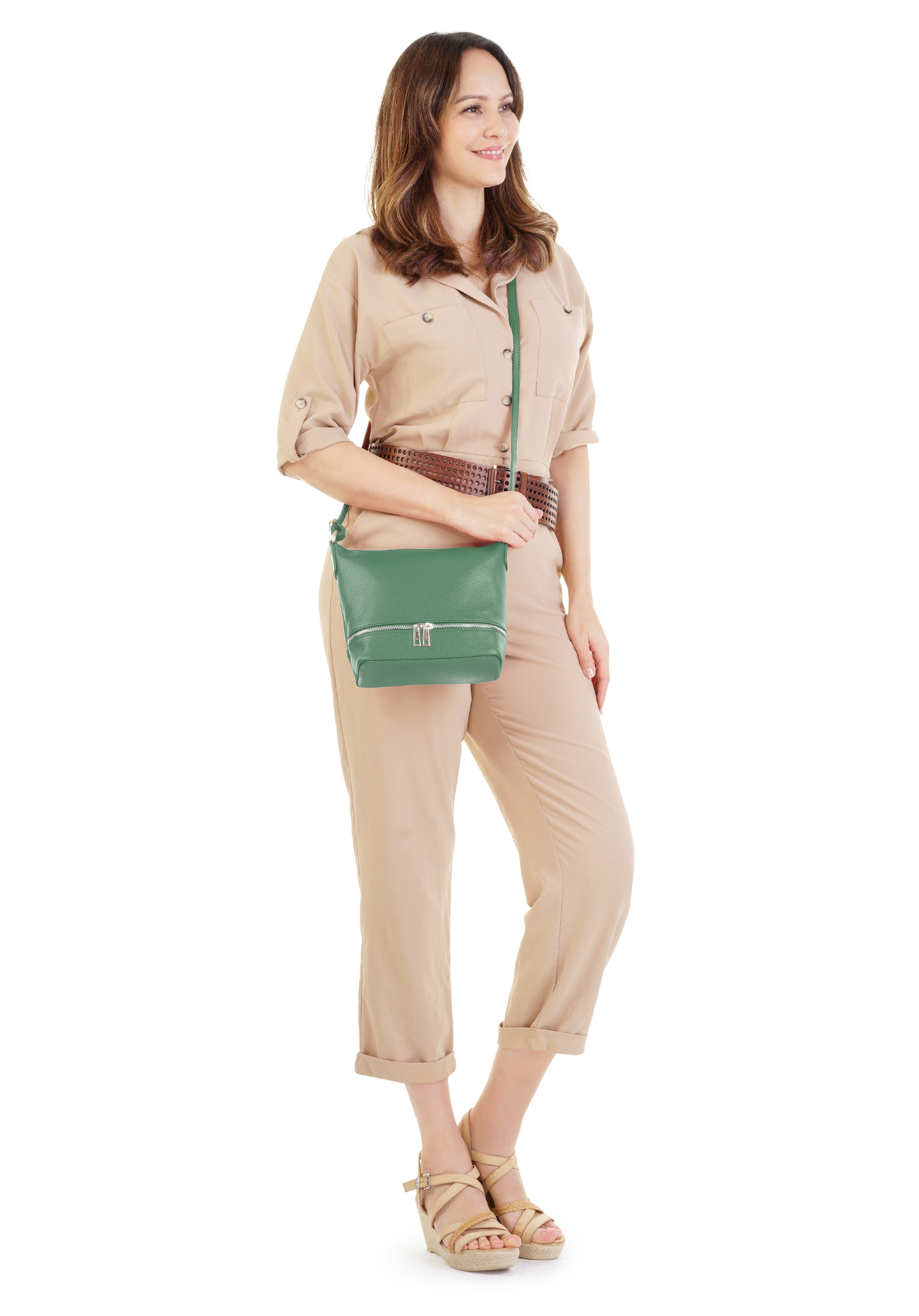Cluty Umhängetasche echt Leder, Made in Italy