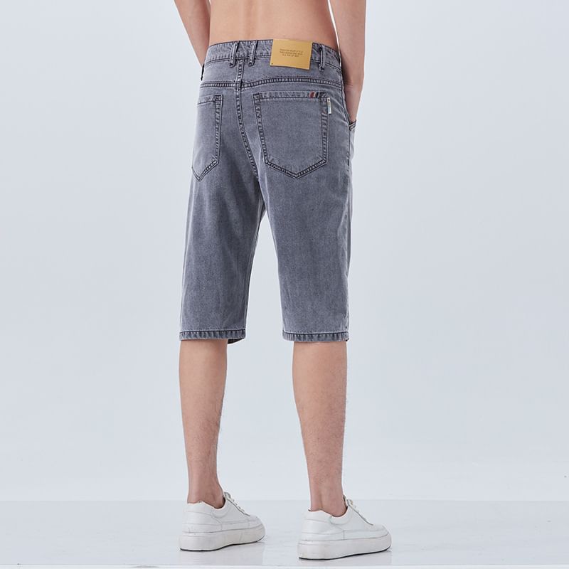 Denimic - Lange denim shorts met hoge taille