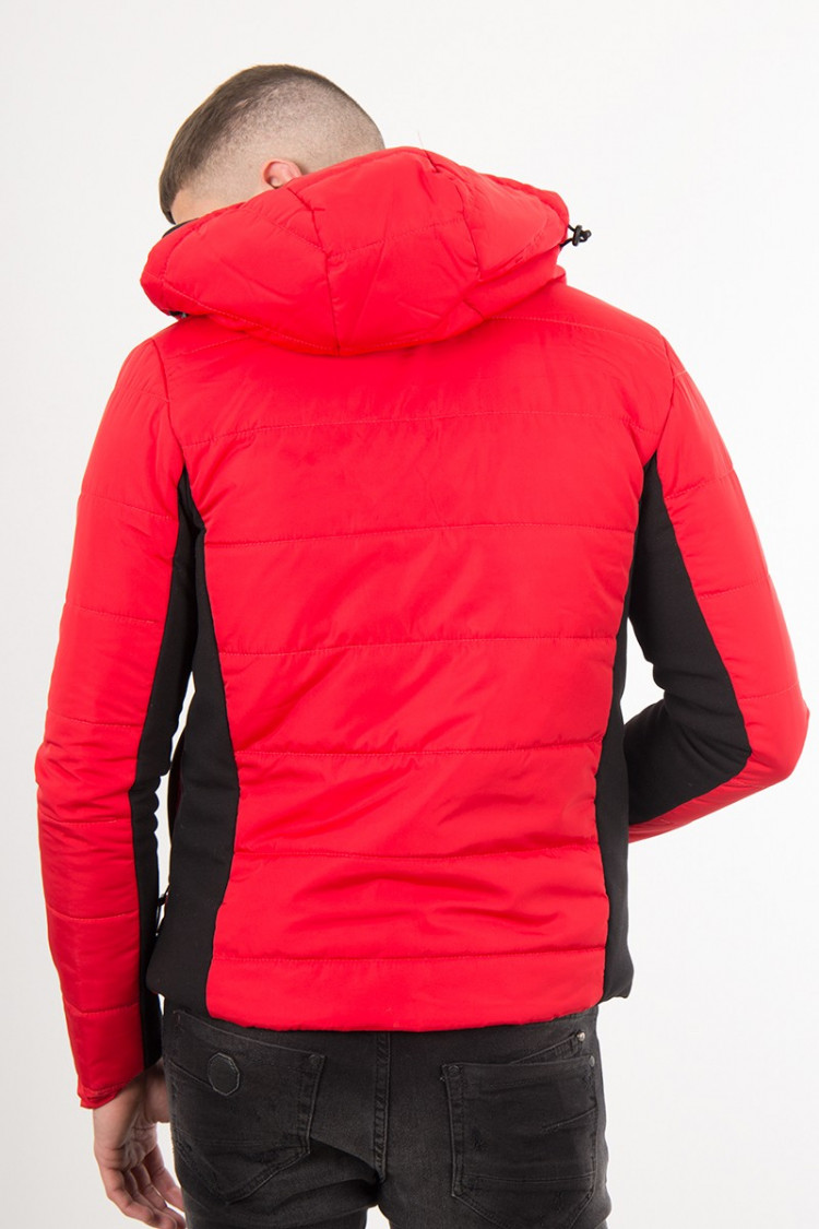 doudoune bi matières homme rouge