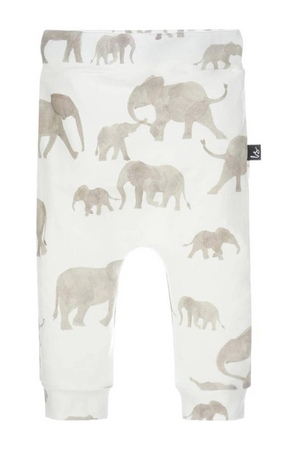 Babystyling baby regular fit broek met all over print wit/beige