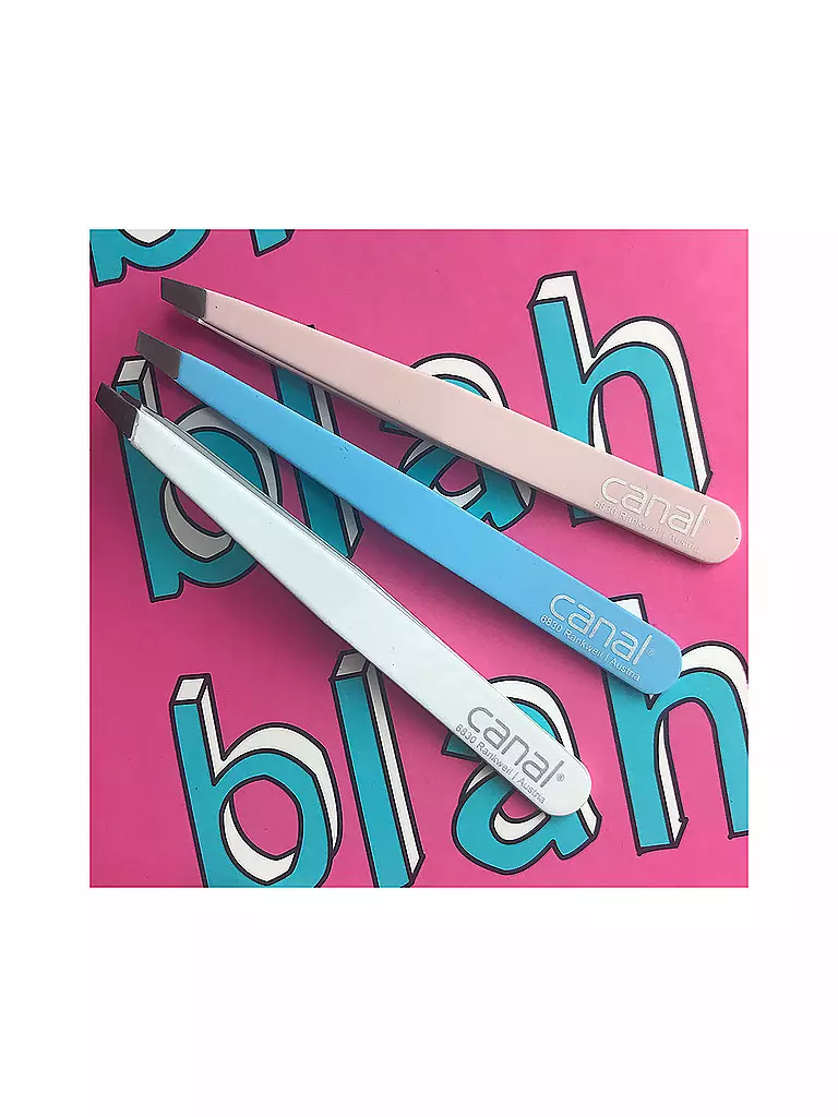 CANAL Haarpinzette rostfrei/schräg 95mm  (Weiss) 2301-01 weiss