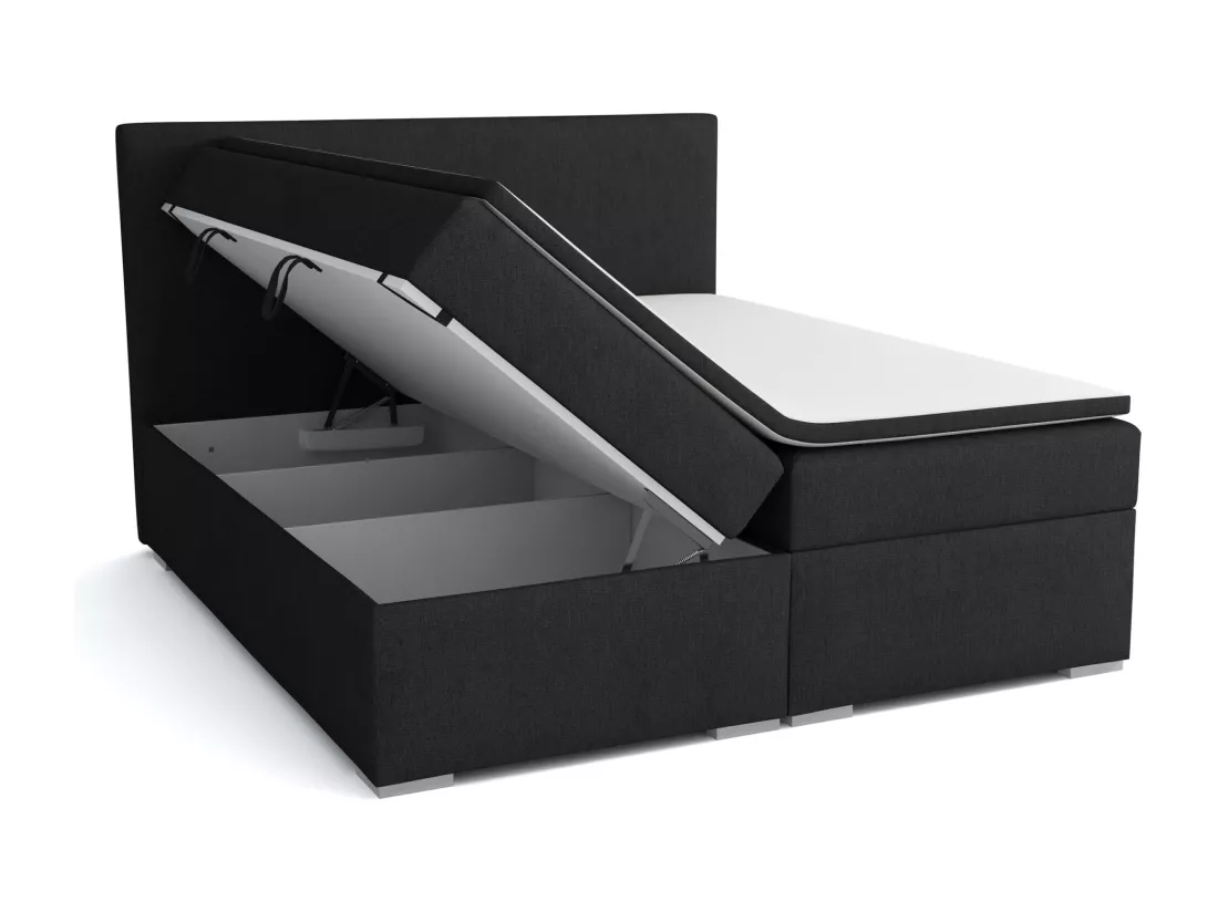 LIT BOXSPRING avec surmatelas Ennis 160x200 cm, Lux 23 (Noir)