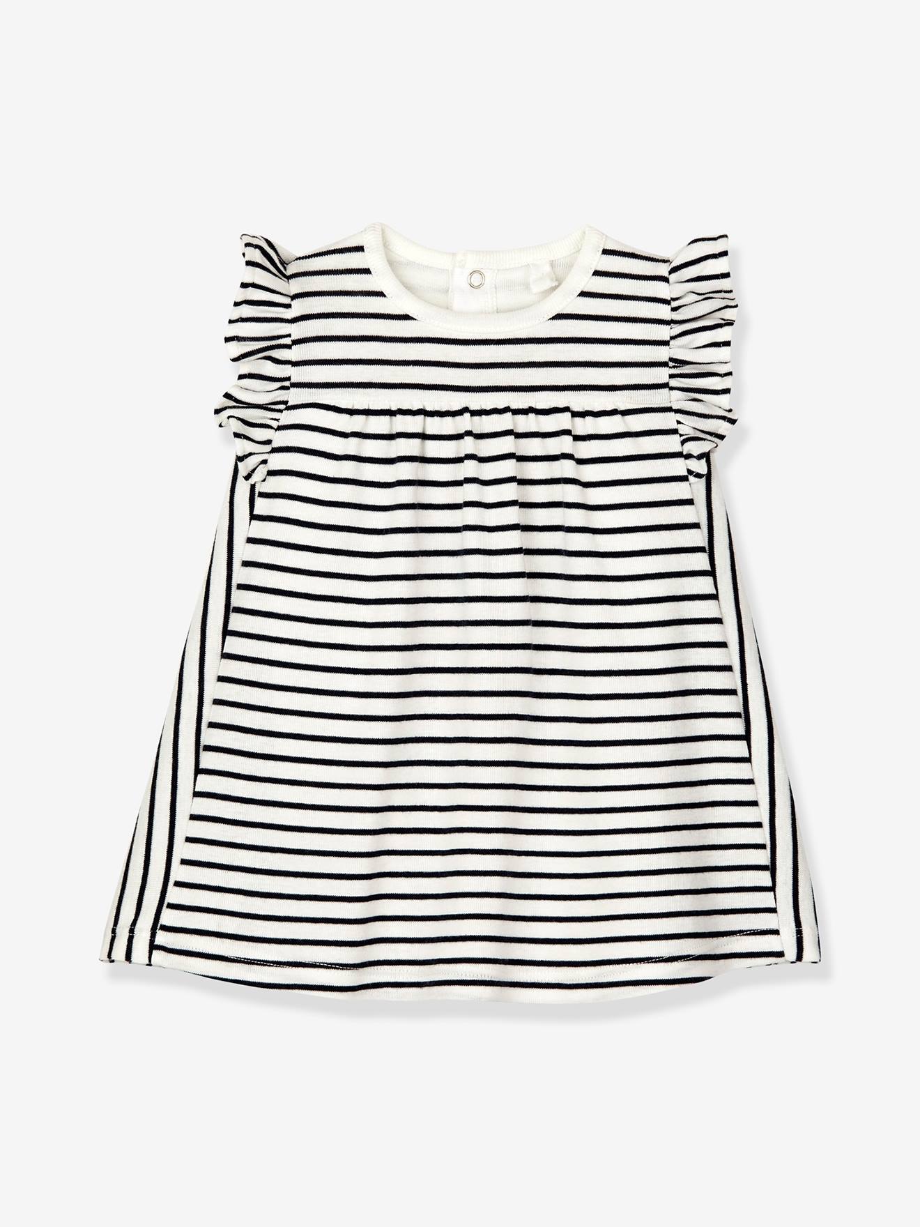 Vestido de bebê com listras de marinheiro
