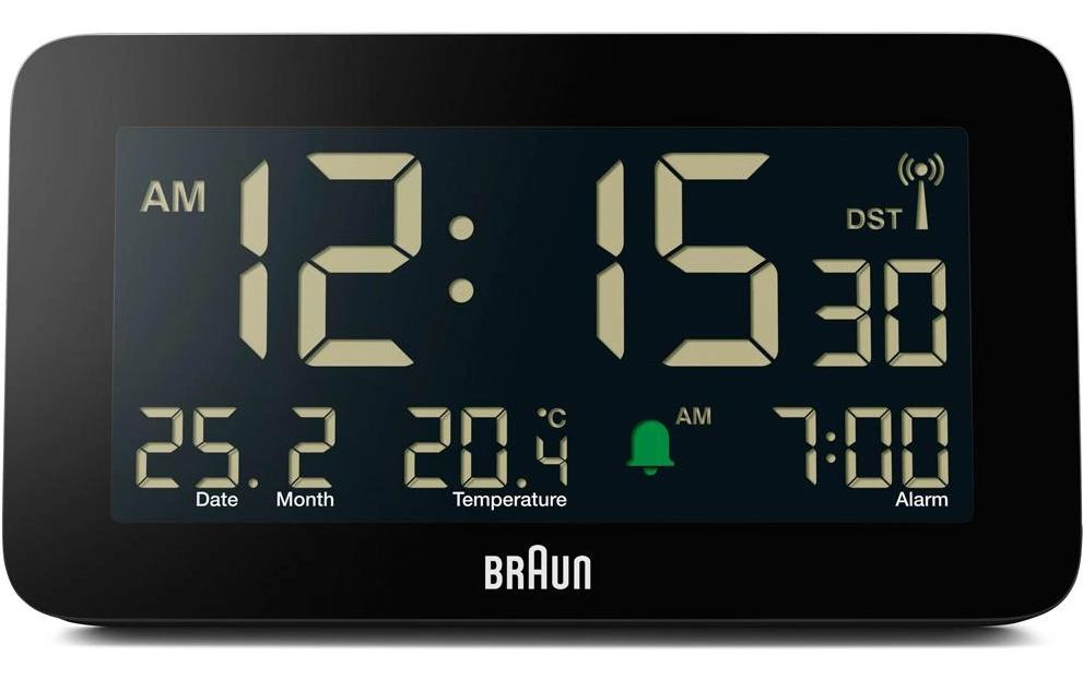 Digitalwecker BC10B-DCF SchwarzDigitaler Funkwecker mit Datums- und Temperaturanzeige