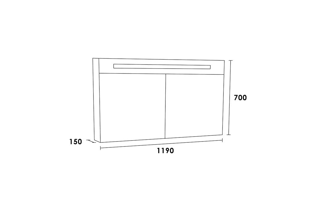 Brauer Promise Deluxe spiegelkast 120cm met 2 deuren en verlichting wit mat