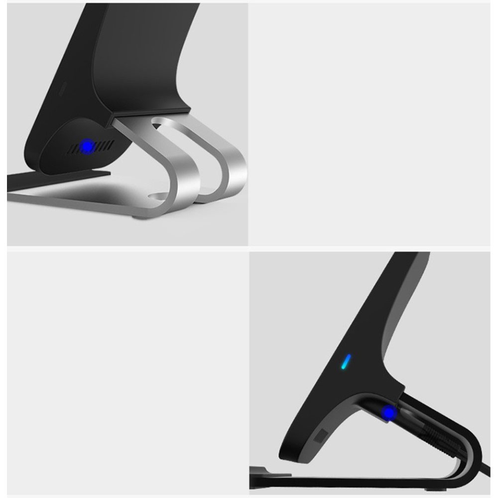 (15W) Qi Wireless Charger Induktions Fast Charge Ladegerät Halterung Ständer - Schwarz