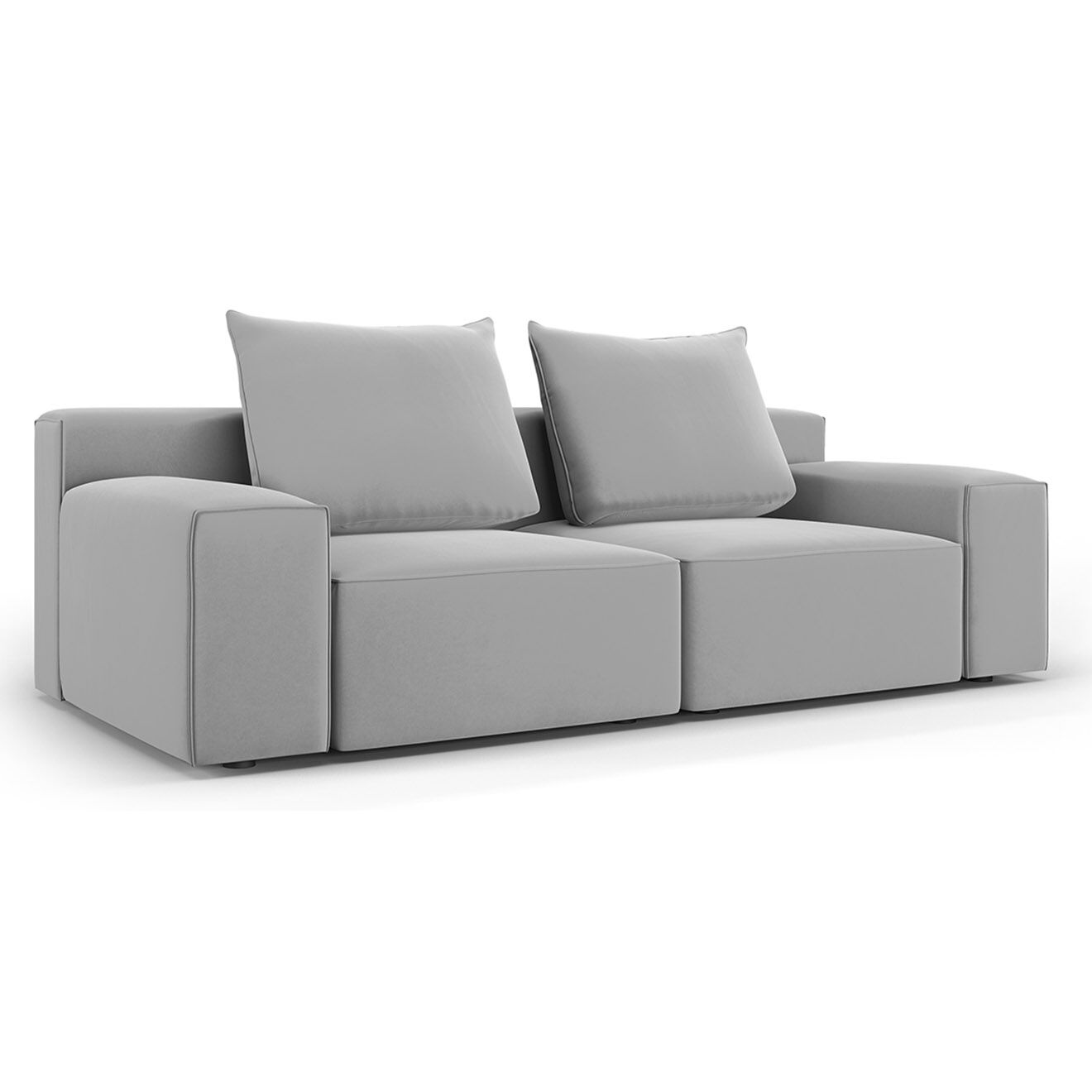 Mazzini Sofas Canapé Velours Ivy 3 Places gris clair - 210x105x89 cm