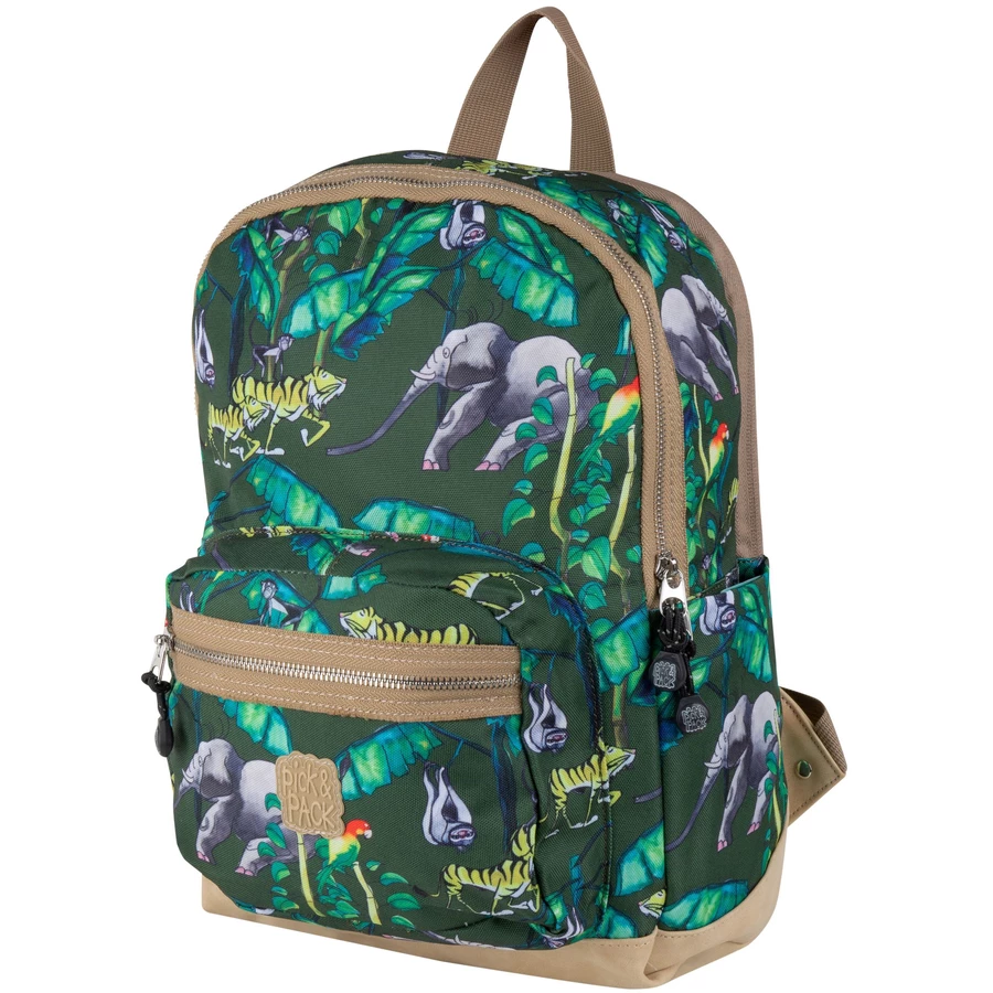 Pick & Pack Rucksack Happy Jungle M Bamboo Green
