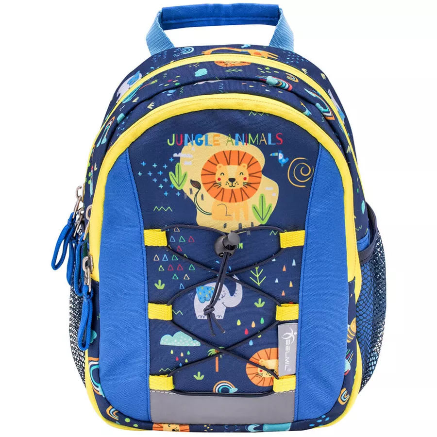 Belmil Kindergartenrucksack Mini Kiddy Kindergartenrucksack für 1-3 Jährige Kinder mit Brustgurt Little Jungle