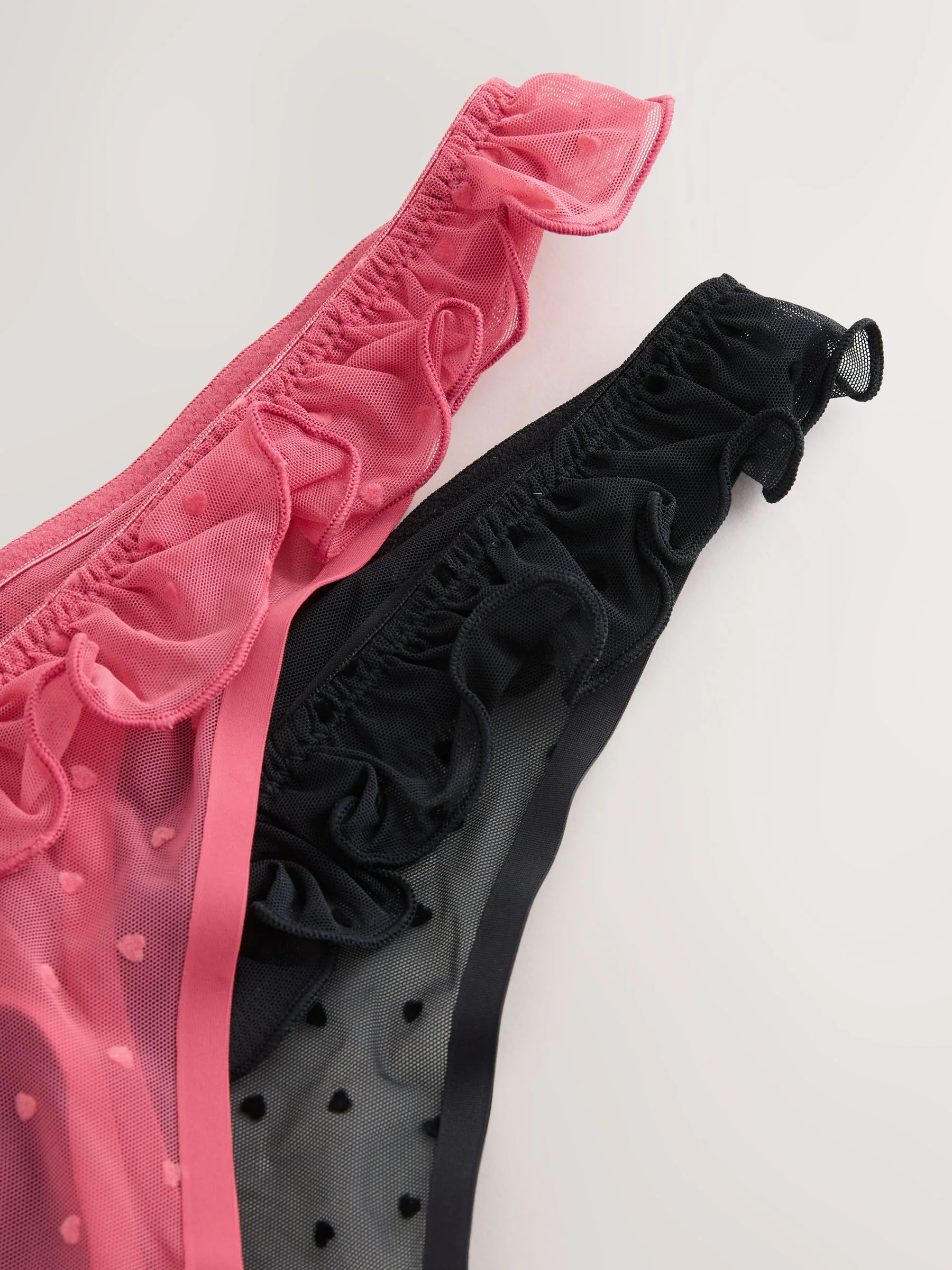 Rood/zwart - Heart Mesh Flocked Knickers 2 Pack