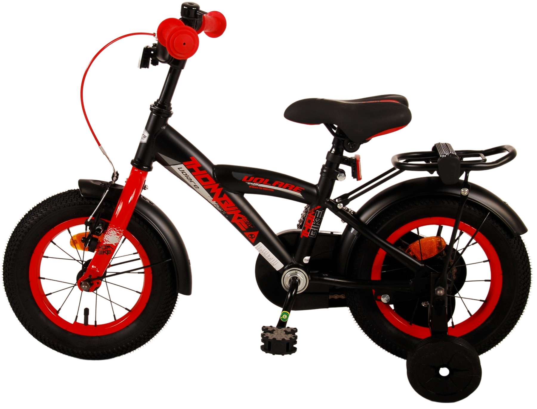 TPFSports Thombike Kinderfahrrad - Jungen - 12 Zoll - Rücktritt + Handbremse - Schwarz/Gelb