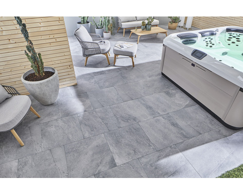 FLAIRSTONE porseleinen terrastegel City Wave Grey gerectificeerde rand 60 x 60 x 2 cm