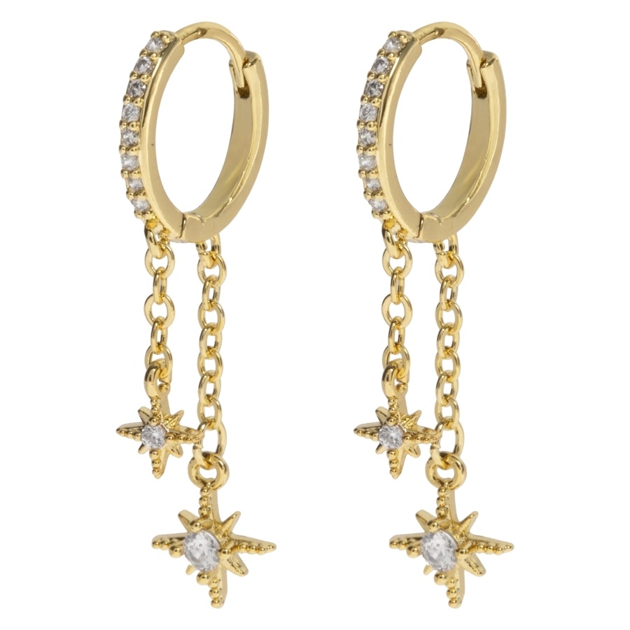 Timi Of Sweden Winny Crystal Stars on Chain Hoop Earrings