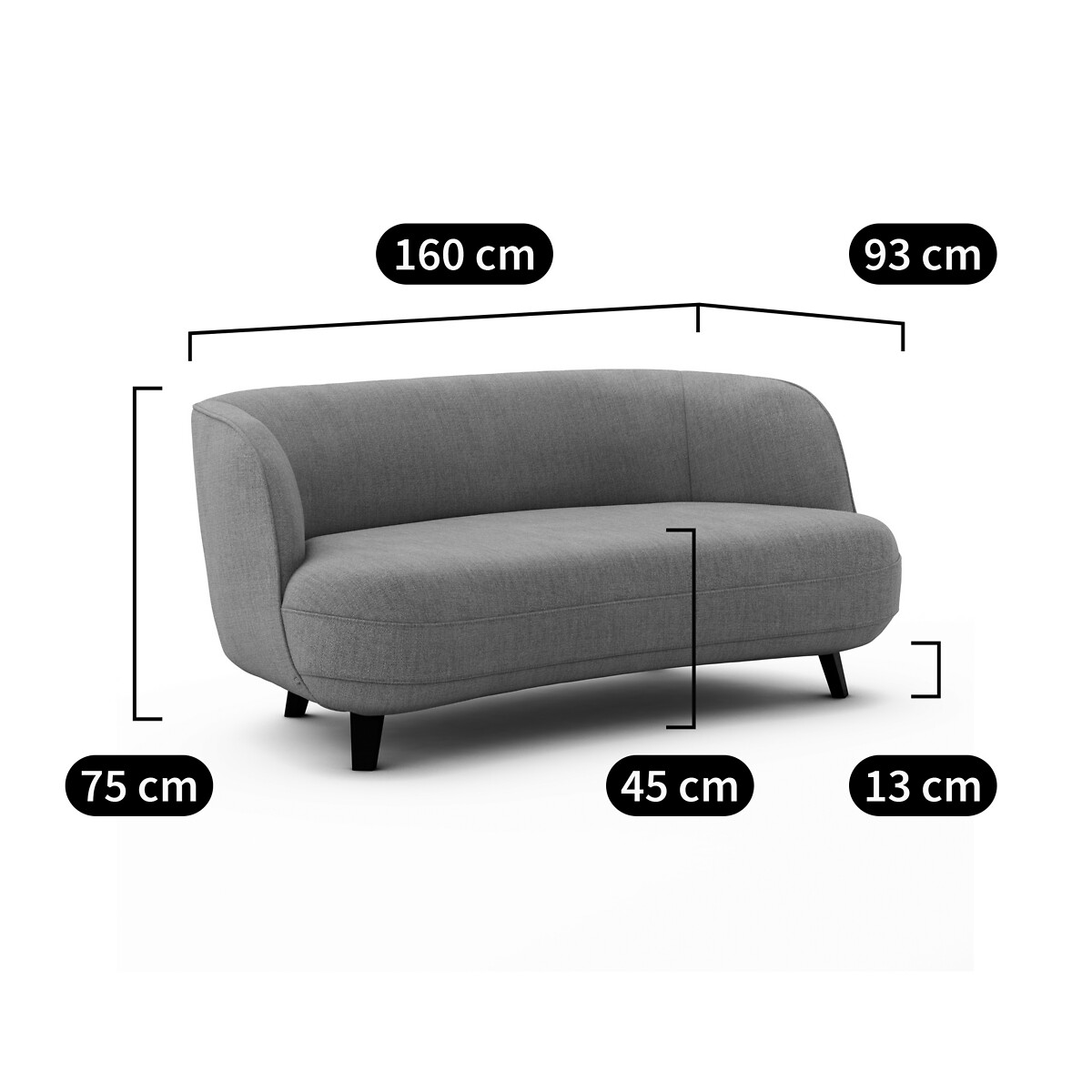 AM.PM<br>Banqueta tamanho XS em linho chambray, design Rosebury E.Gallina