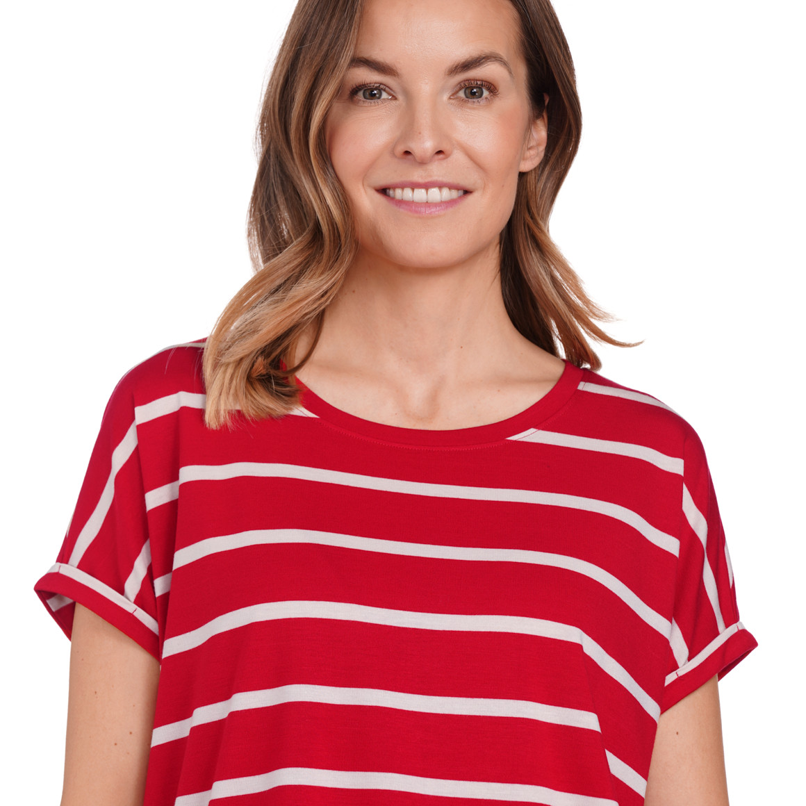 Gina Benotti Damen T-Shirt mit Streifen rot / weiss