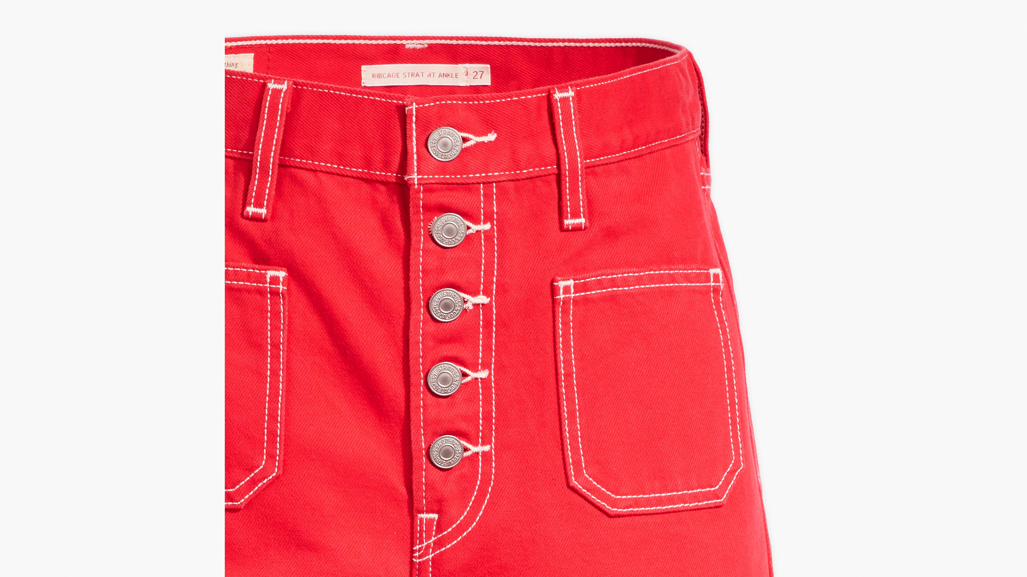 Jean Ribcage poche plaquée Straight - Script Red - Rouge