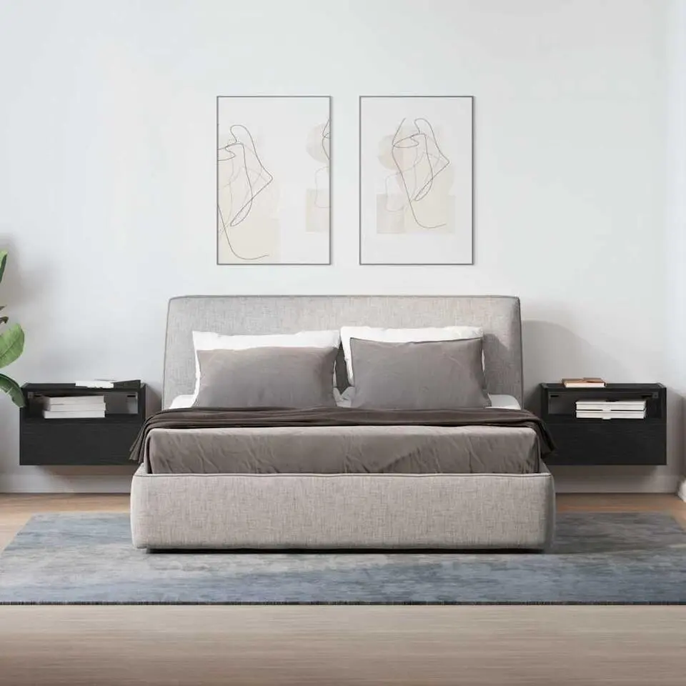 vidaXL - Zwevend Nachtkastjes met lade - Zwart - 45x26x28.5 cm - Set van 2