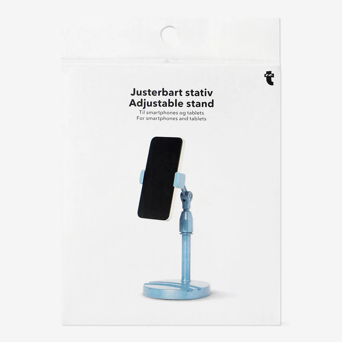 Blåt justerbart stativ til telefon og tablet