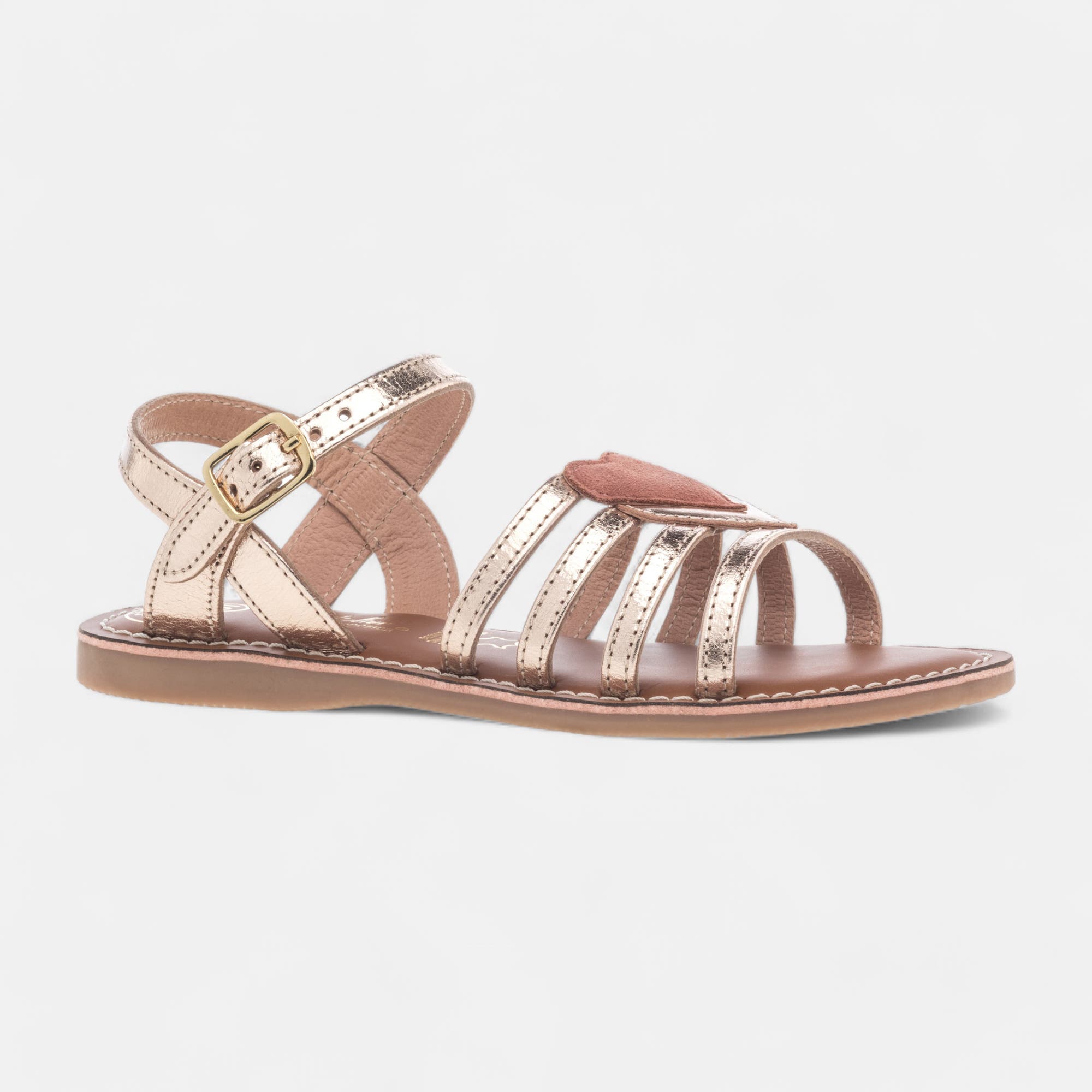 Nu-pieds Fille en cuir or