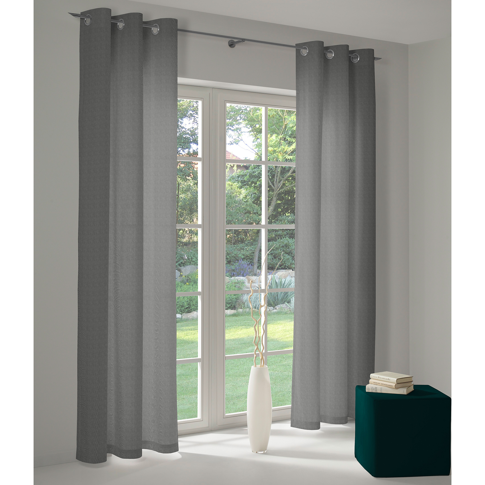 Einzelschal mit Ösen UNI COLLECTION LIGHT - dunkelgrau - 145x145 cm