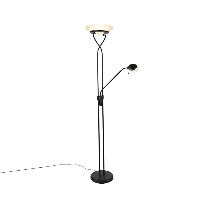 Vloerlamp zwart incl. LED en dimmer met leeslamp dim to warm - Empoli