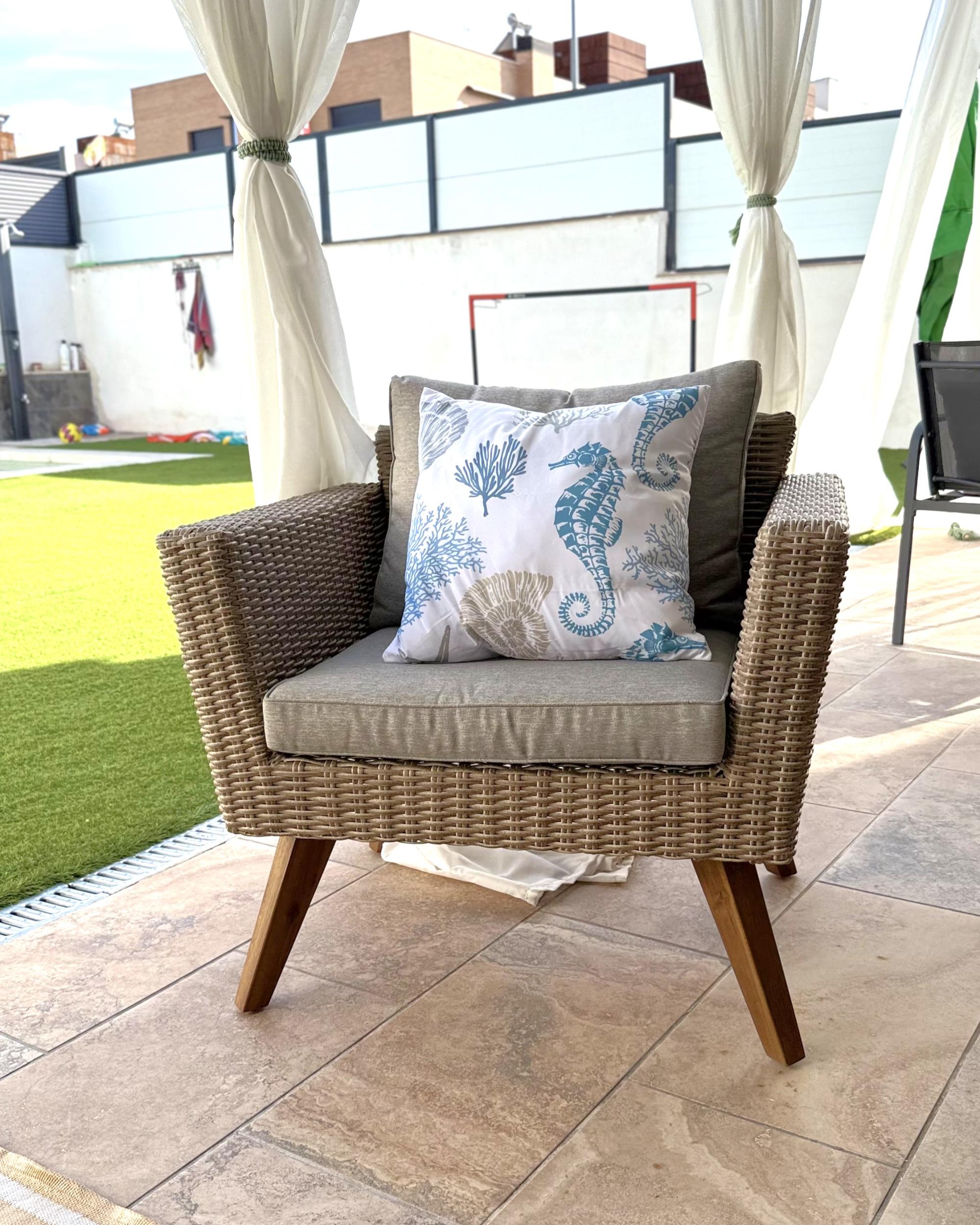 Loungeset met tafel 5-zits VITTORIA PE rotan Grijs
