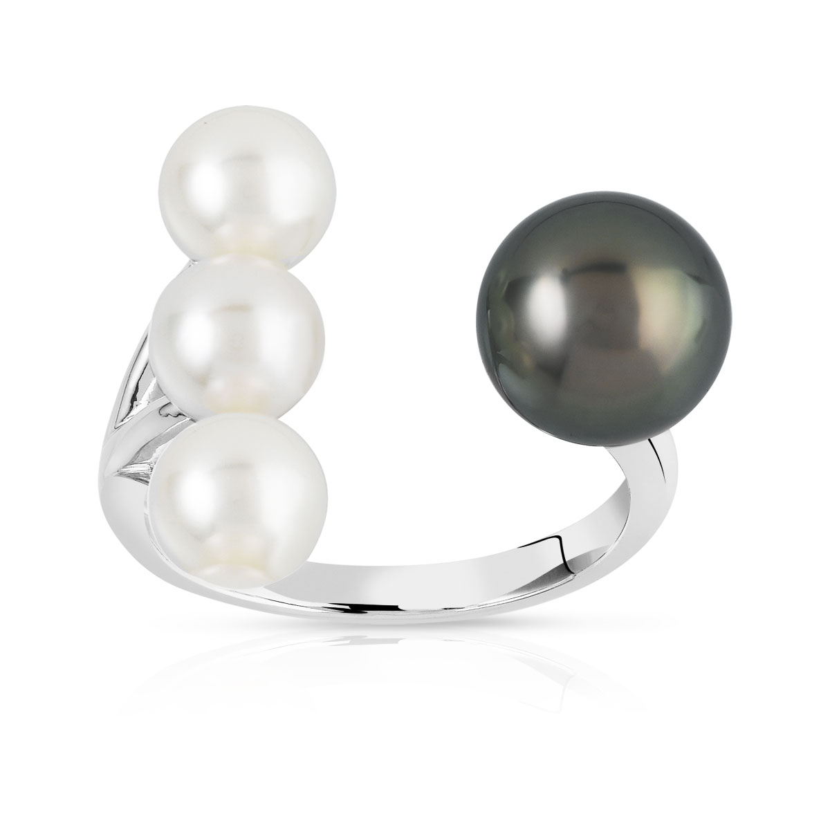 Bague argent 925 perle de culture de tahiti et chine