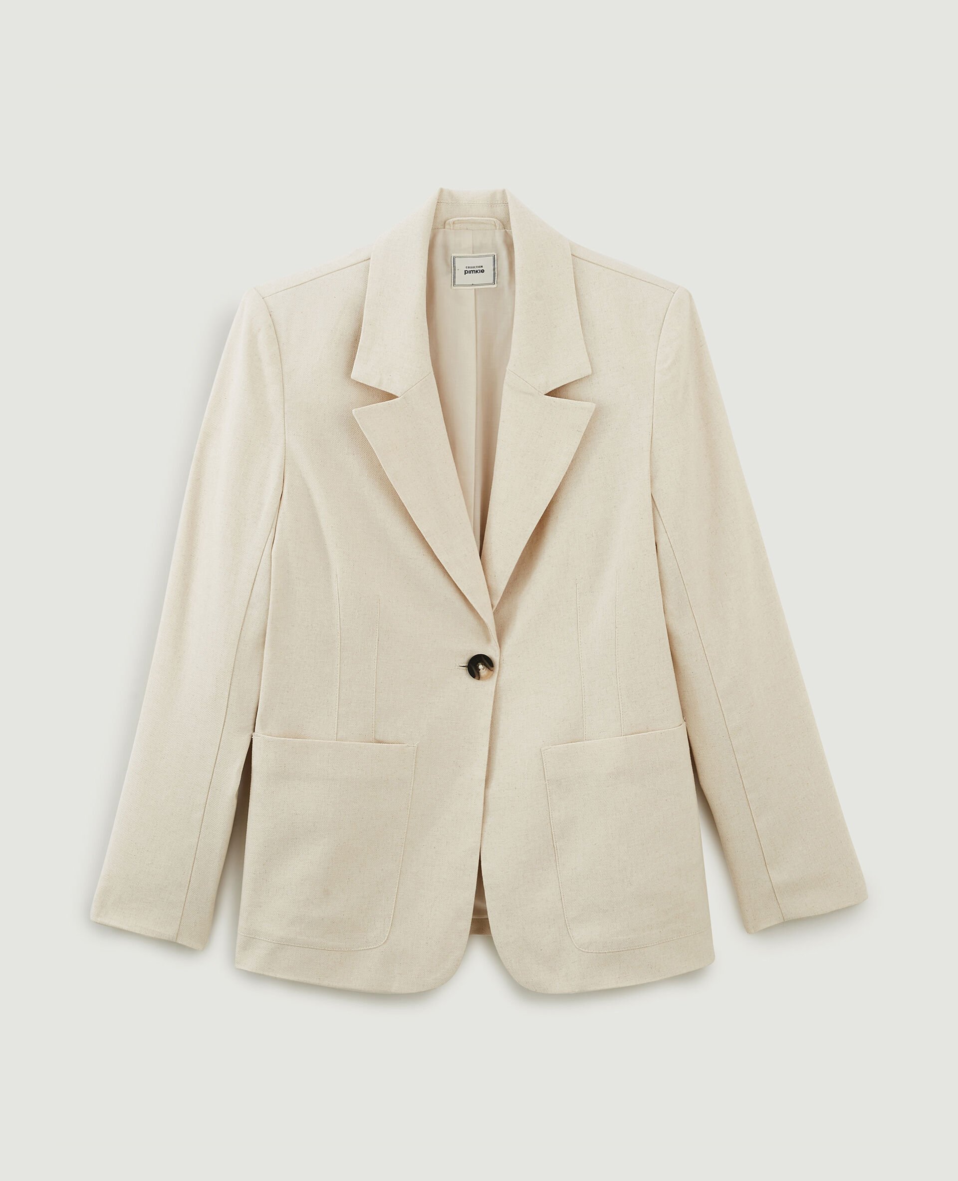 Veste blazer en toile avec lin - Écru