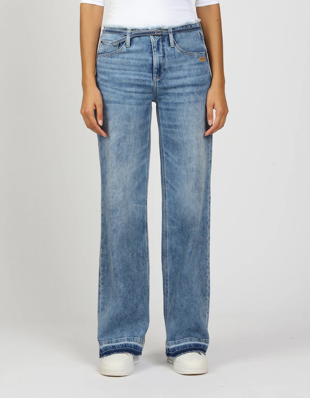GANG Weite Jeans »94AMELIE WIDE FIT«, mit Fransen an Saum und Bündchen