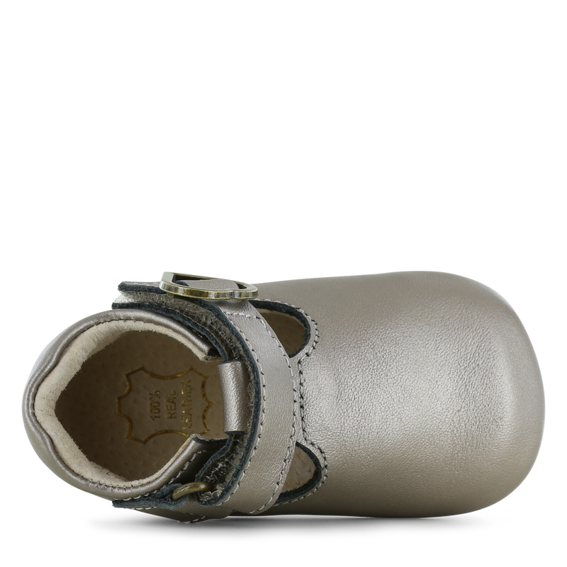 Shoesme zilveren BABY-PROOF® T-band schoentje Leer | Meisjes schoenen