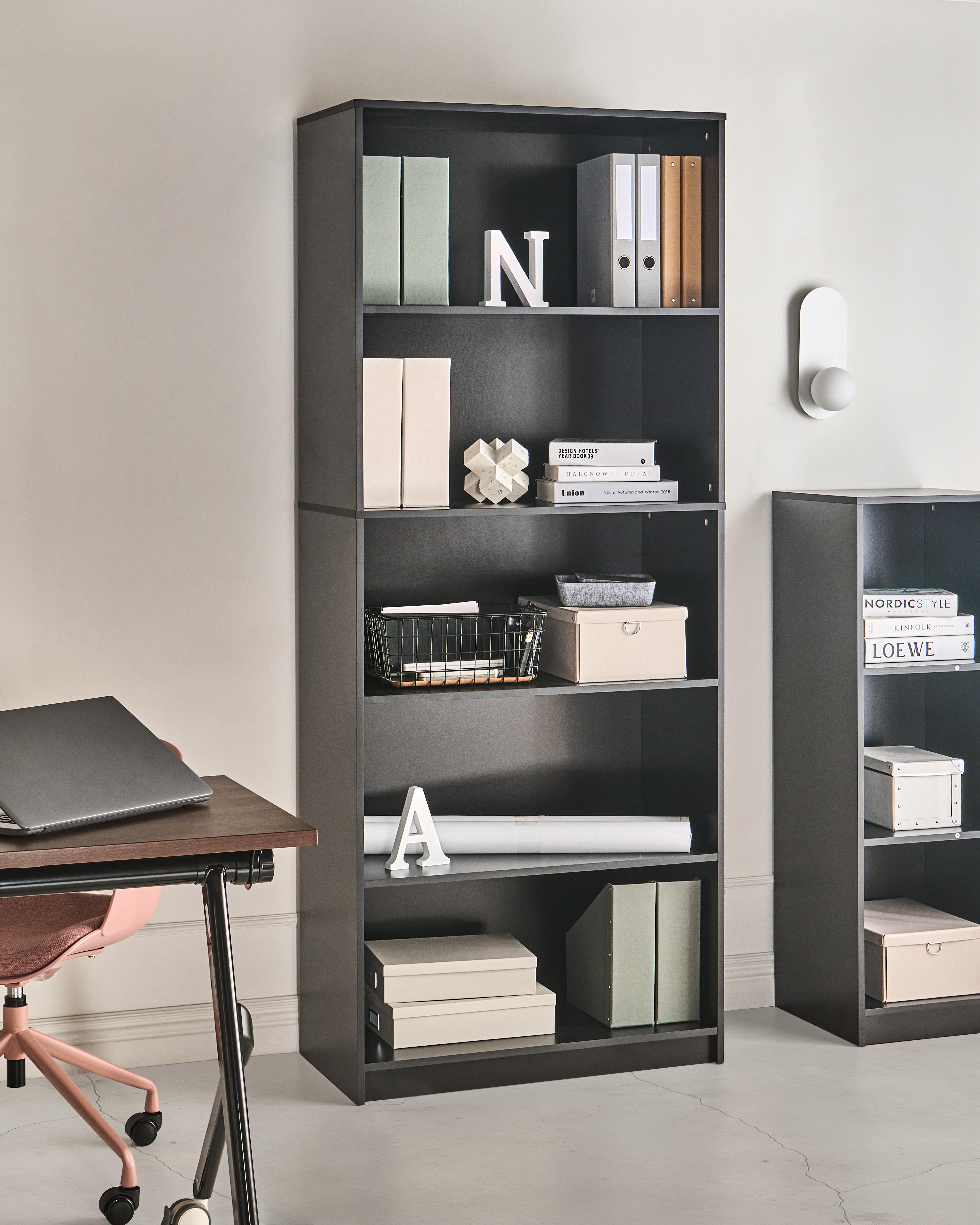 Boekenkast met 5 planken ZEHNA 197 cm Zwart