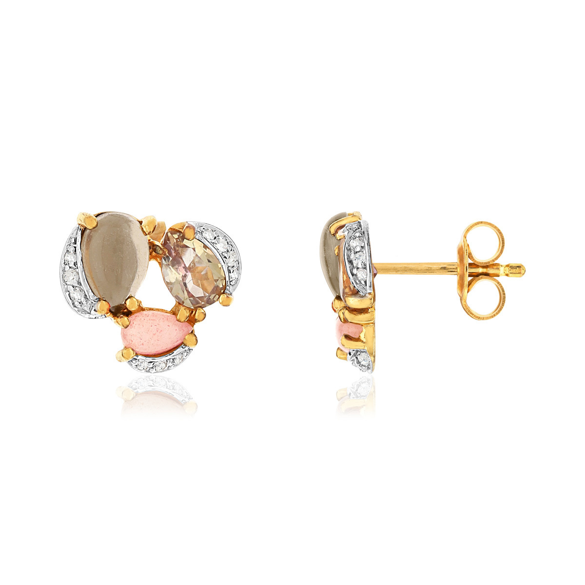 Boucles d'oreilles or 375 2 tons p. fines zirconia