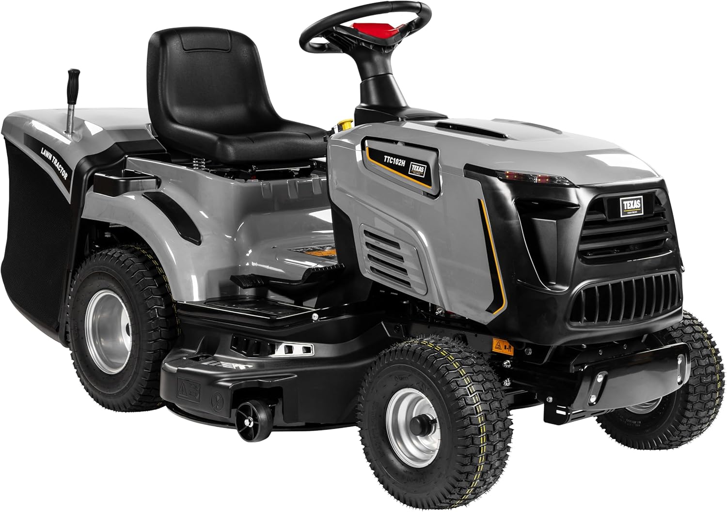 TEXAS Profi Rasentraktor XXL Aufsitzrasenmäher Rasenmäher Traktor Bulldog E-Start Premium TTC102H | 452cm³ | 245l Fangkorb | 12,5PS | 4-Takt | 102cm | 30-90mm | 192kg | Hyd.Getriebe | LED-Scheinwerfer