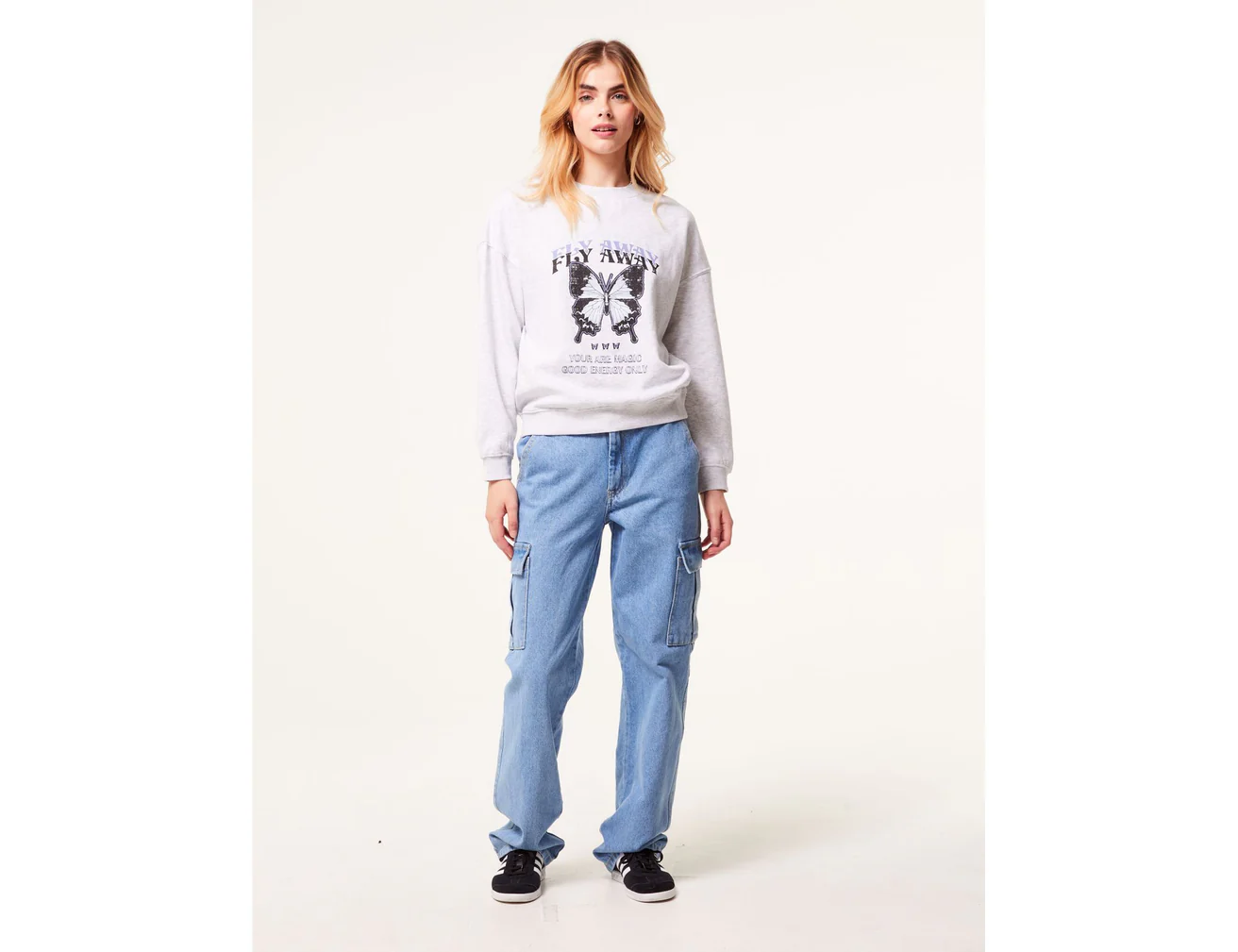Sweat papillon gris chiné