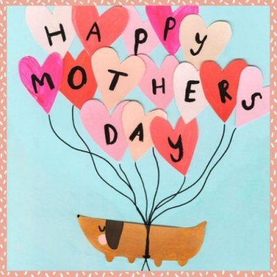 Balloons & Sausage Dog Mother's Day Card