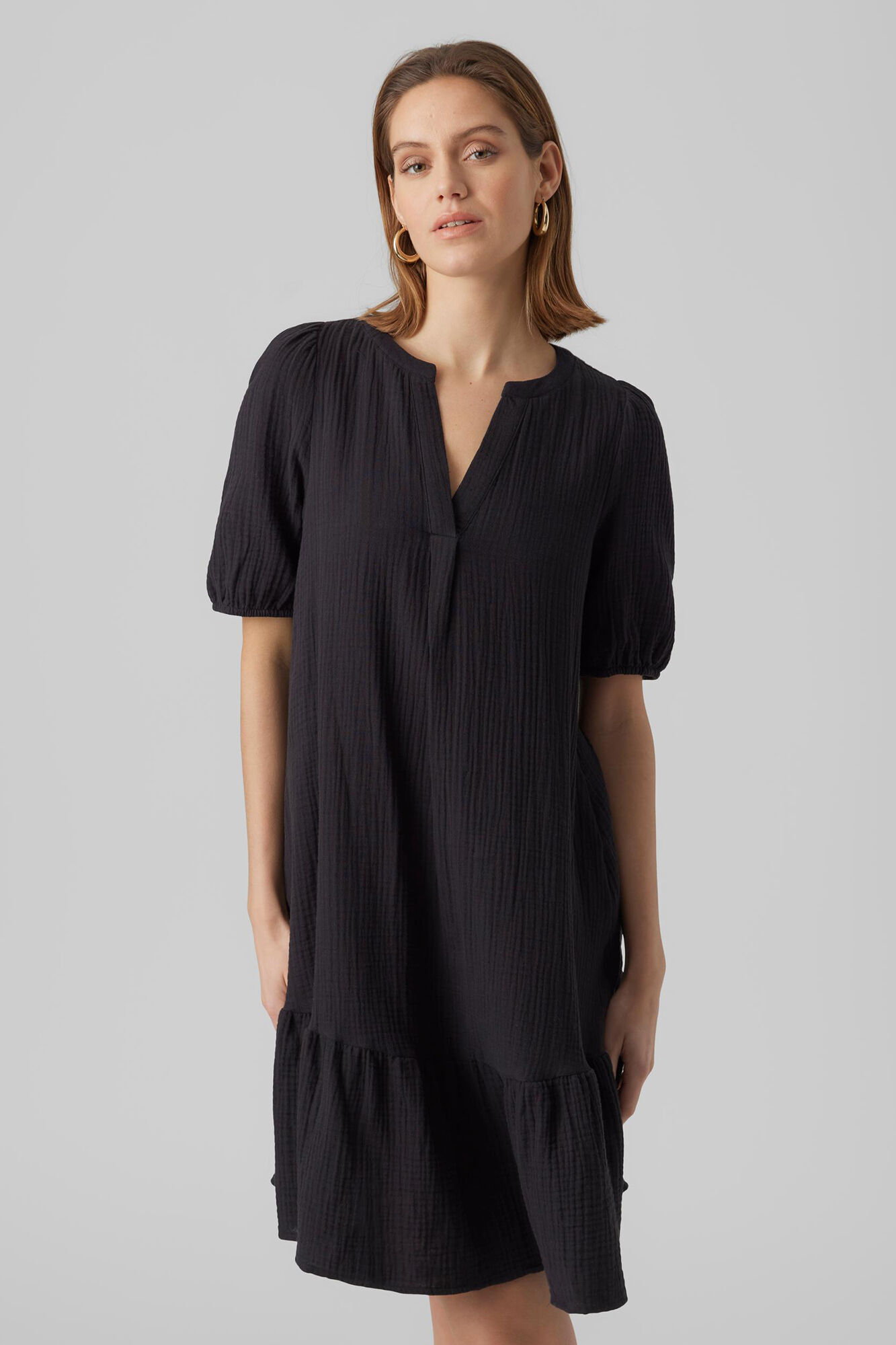 Vestido curto de algodão - Preto