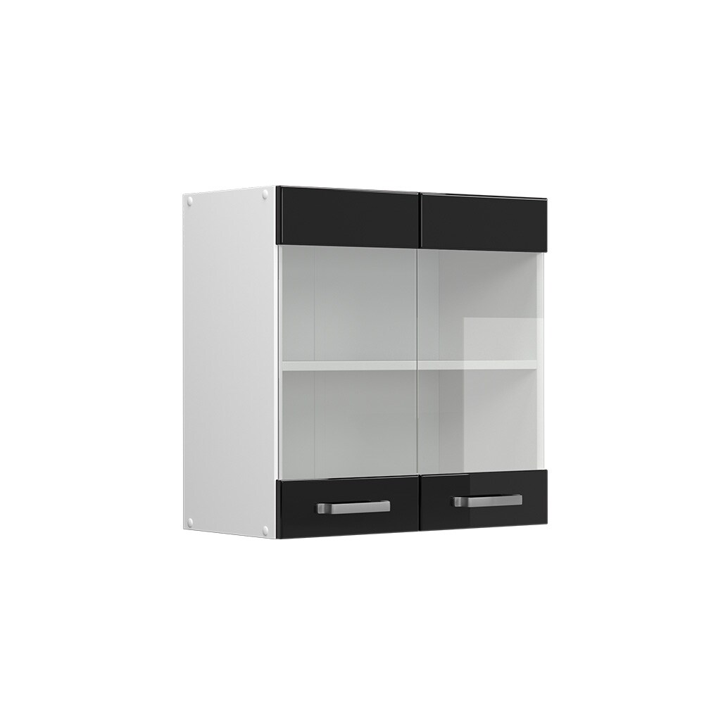 Vicco Glashängeschrank Küchenschrank R-Line Solid Weiß Schwarz 60 cm modern