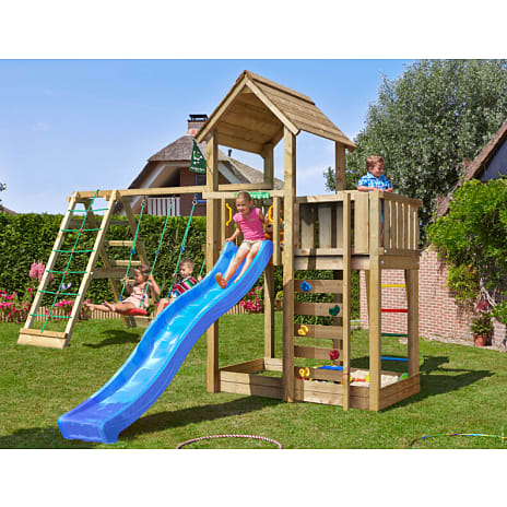 Jungle Gym Mansion 2.1 legetårn inkl. Climb Module, sand og rutsjebane