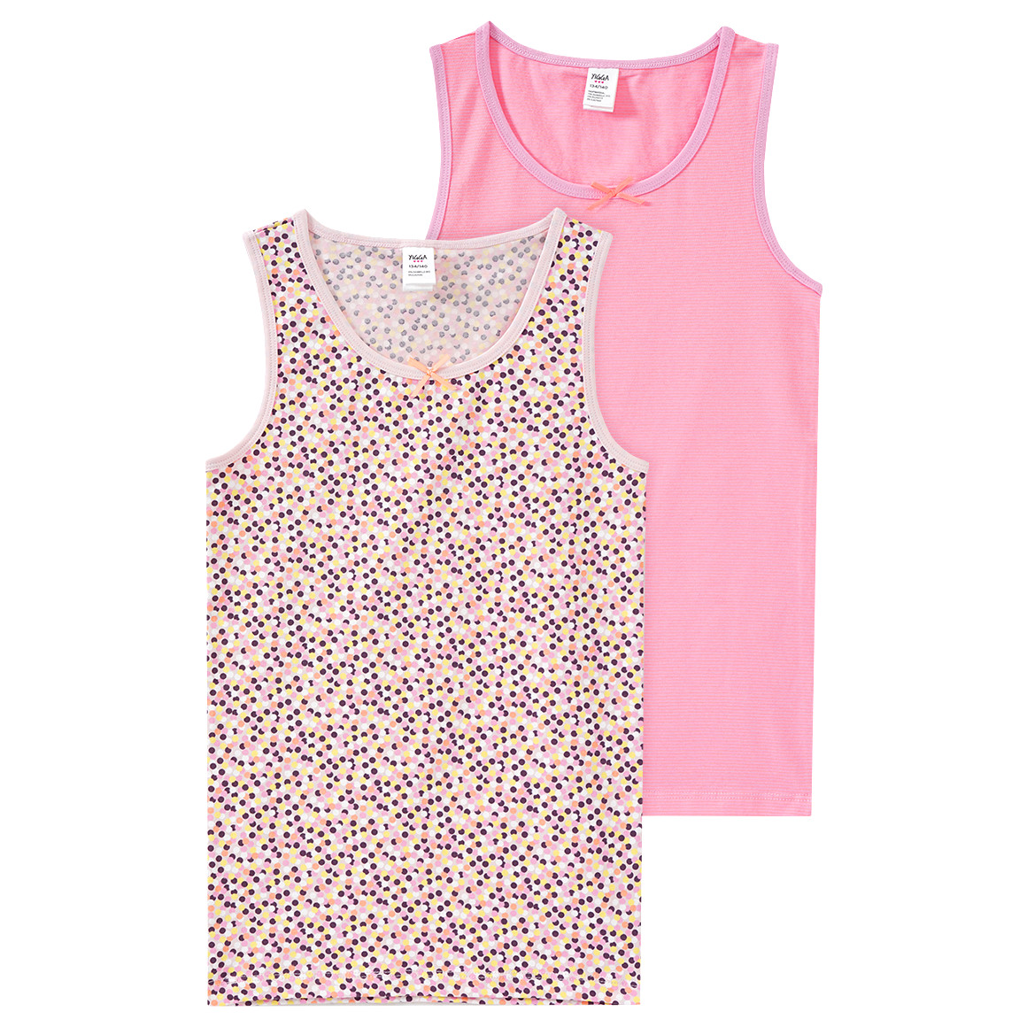 Yigga 2 Mädchen Unterhemden mit Bio-Baumwolle rosa / zartrosa